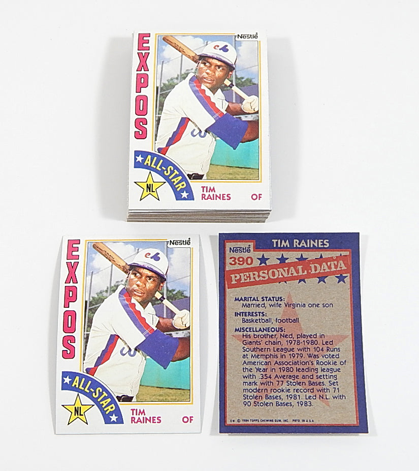 Lot of (32) 1984 Topps Nestle Tim Raines #390 All Star