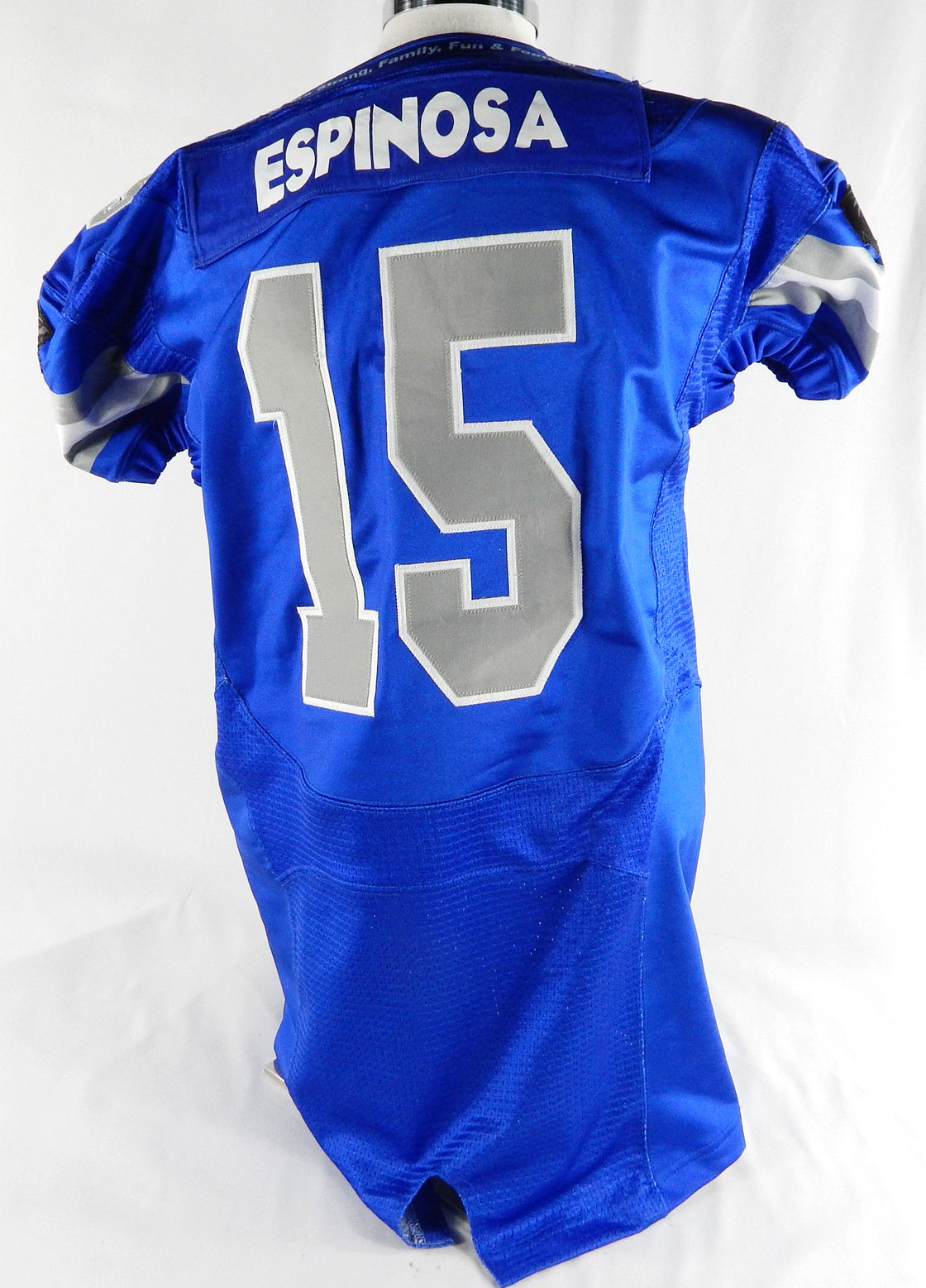 2016-18 Columbus Lions Mason Espinosa #15 Game Used Blue Jersey NAL Championship Pic2