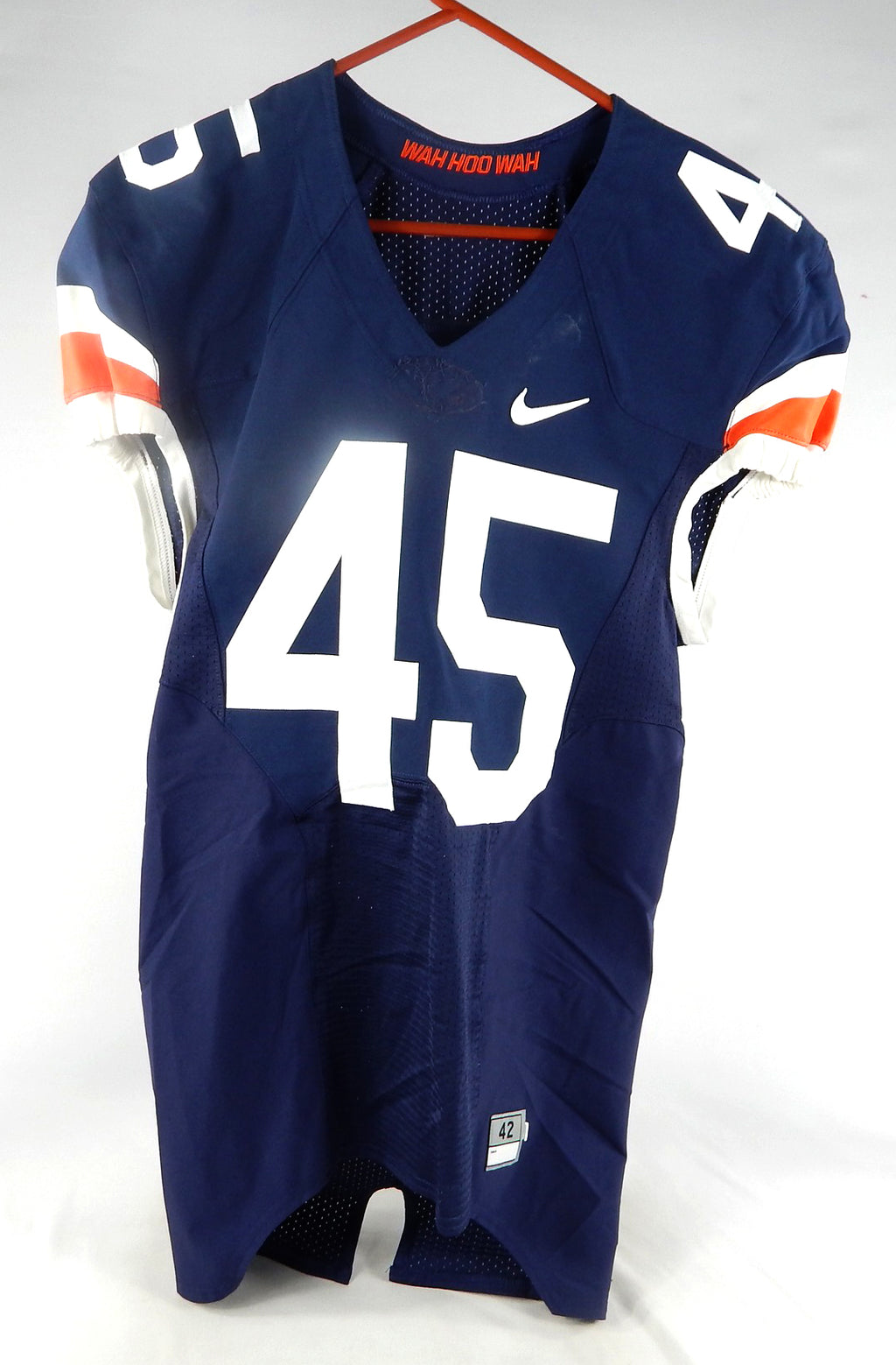 2014-17 Virginia Cavaliers #45 Game Used Navy Jersey Throwback NP Removed 42 179