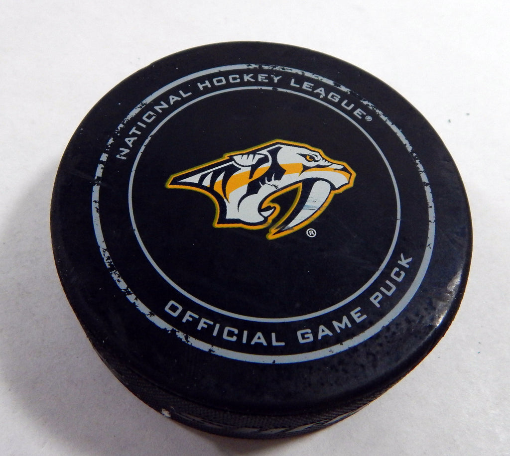 2017 Nashville Predators Vs. Vegas Golden Knights Game Used Black Puck DP61235