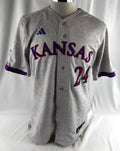 2023 Kansas Jayhawks #24 Game Used Grey Jersey Baseball USA Flag 42 375