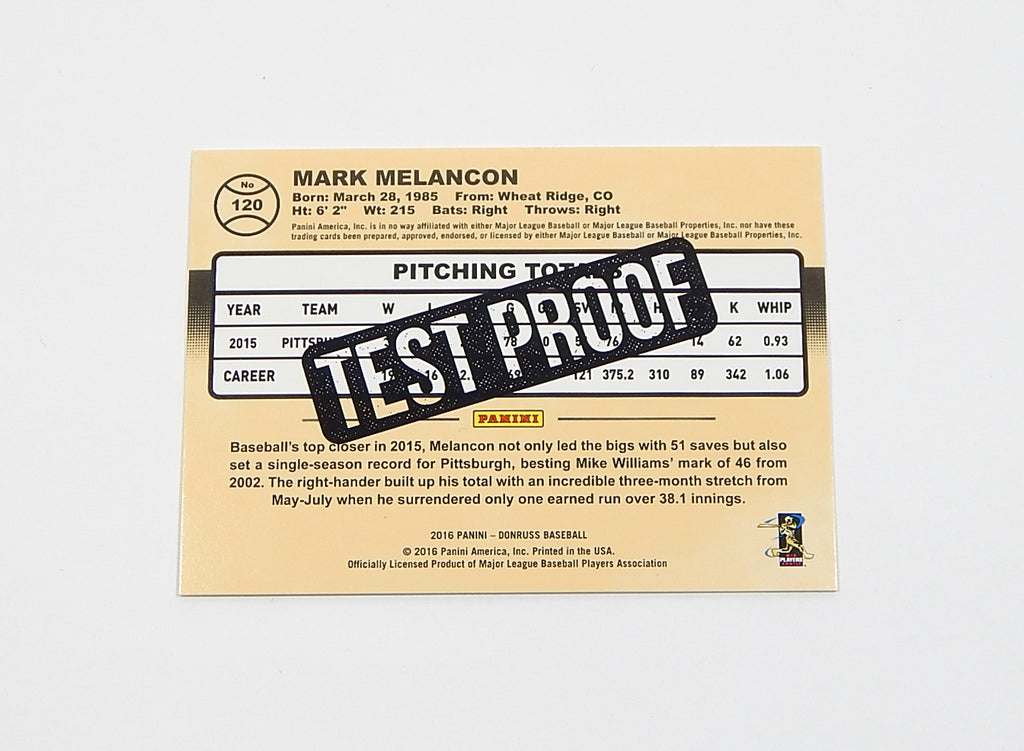 2016 Donruss Test Proof Black Mark Melancon #120 #'d /25 Pic2