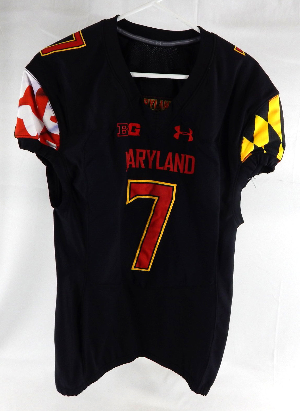 2020 Maryland Terrapins #7 Game Used Black Jersey Football 46 640