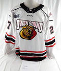 2024-25 Owen Sound Attack Declan Waddick #27 Game Used White Jersey 54 628
