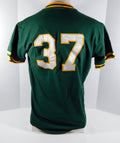 Late 1980s Oakland Athletics #37 Game Used Green Jersey Batting Practice 730