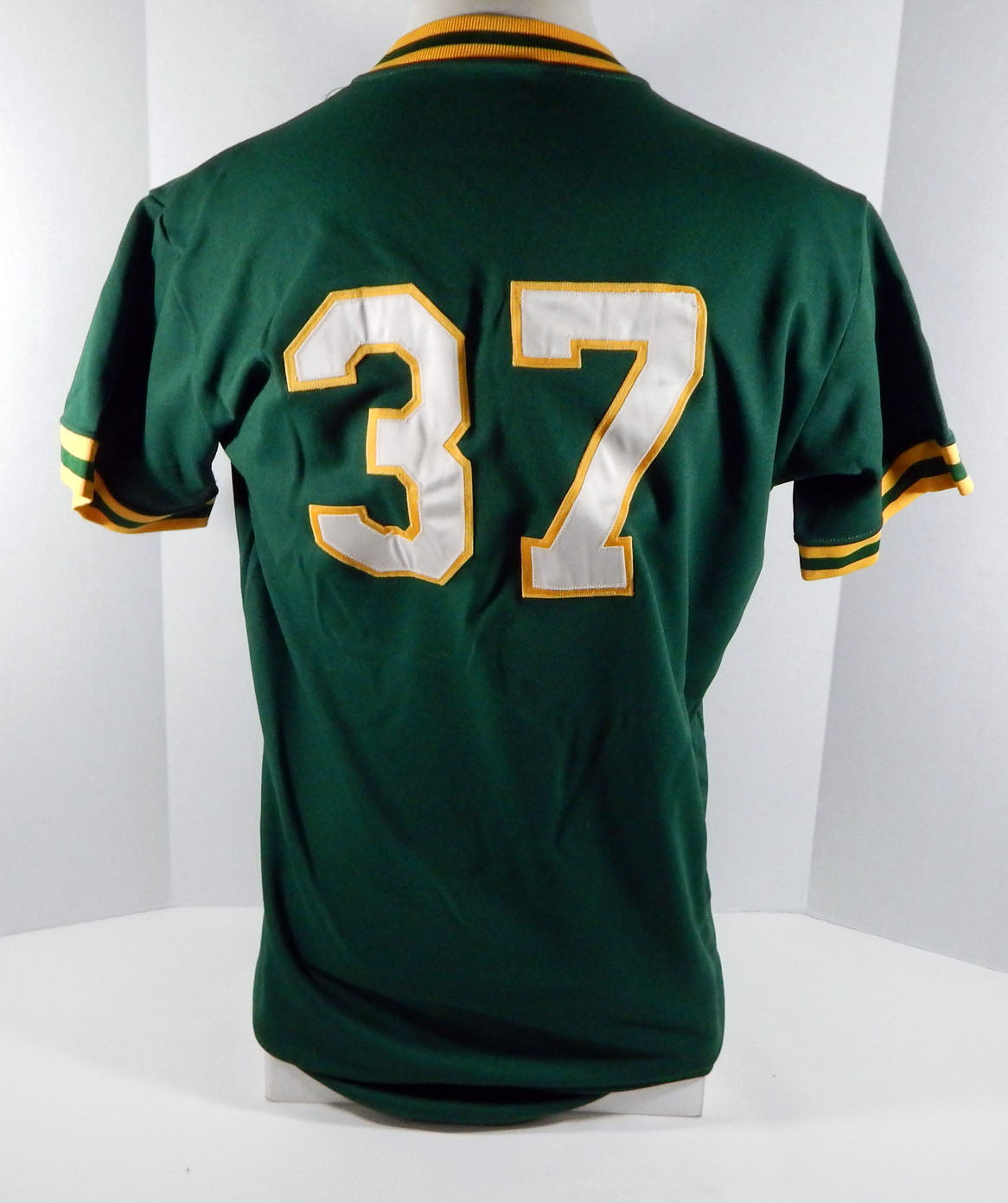 Late 1980s Oakland Athletics #37 Game Used Green Jersey Batting Practice 730