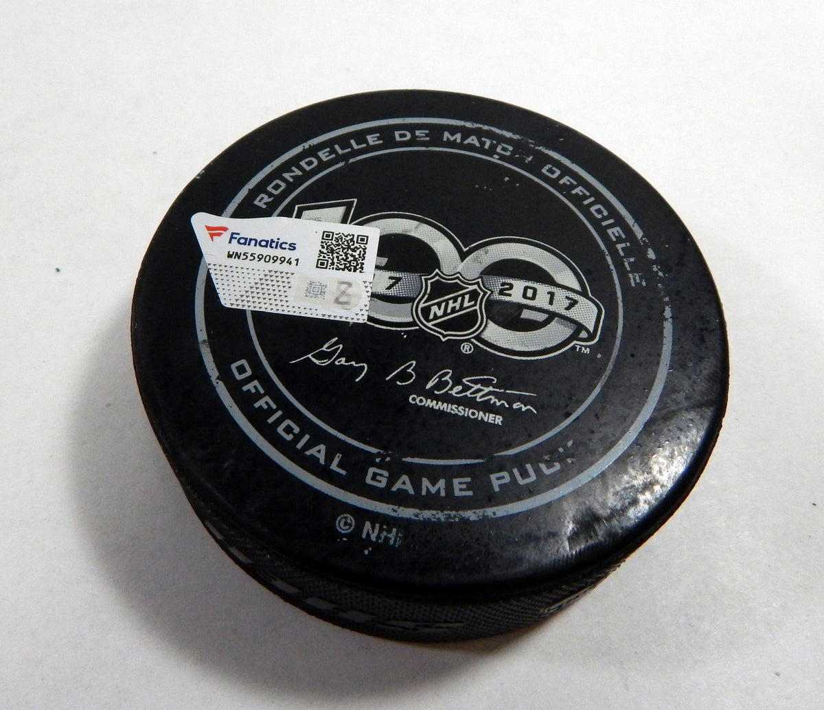 2017 Nashville Predators Vs. Detroit Red Wings Game Used Black Puck 253 Pic2