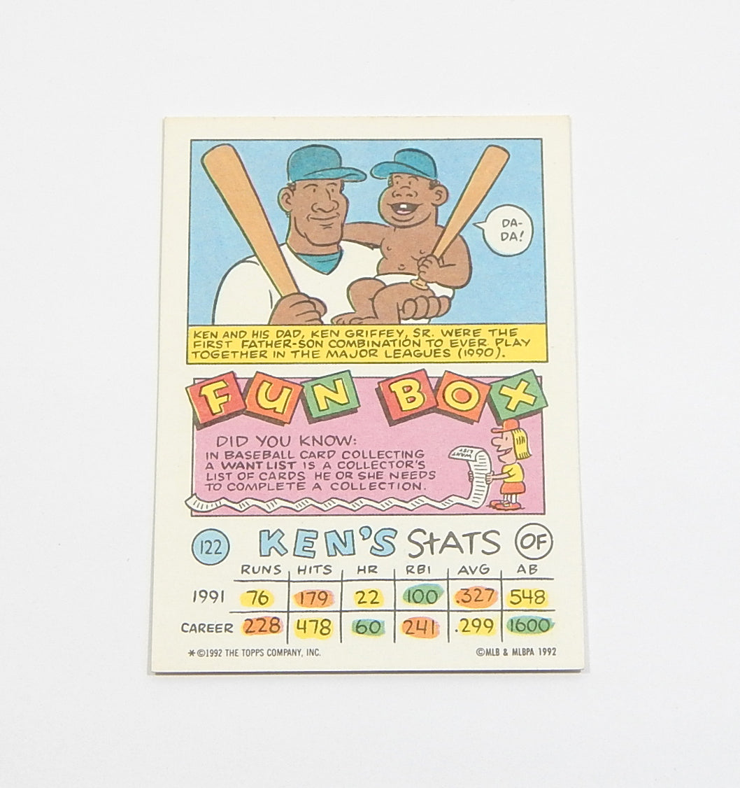 1992 Topps Kids Ken Griffey Jr. #122 Nm/Mt Pic2