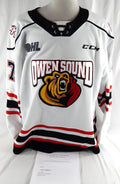 2023-24 Owen Sound Attack Declan Waddick #27 Game Used White Jersey 54 633