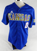 2025 Kansas Jayhawks #0 Game Used Blue Jersey Autism Awareness Baseball L 603