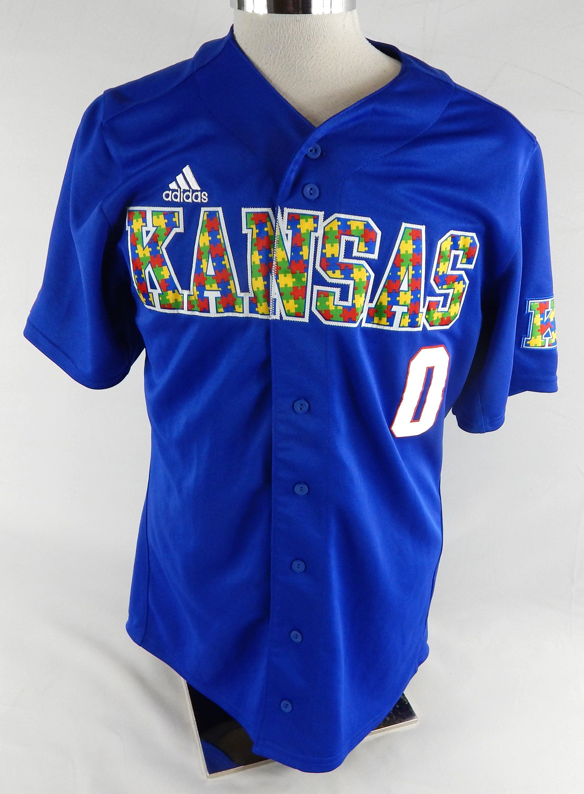 2025 Kansas Jayhawks #0 Game Used Blue Jersey Autism Awareness Baseball L 603