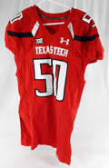 2015 Texas Tech Red Raiders #50 Game Used Red Jersey Football NP Rem 48 620