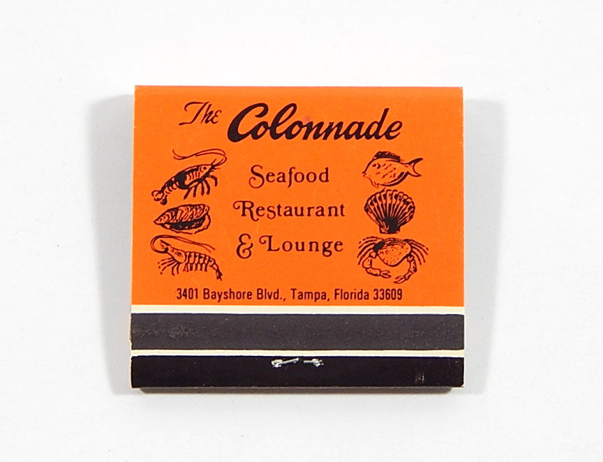 The Colonnade Seafood Restaurant & Lounge Tampa Florida Vintage Full Matchbook Pic2