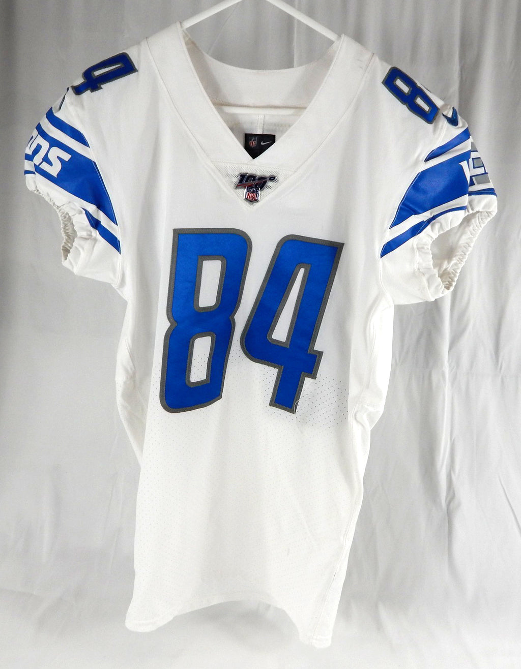 2017 Detroit Lions Travis Fulgham #84 Game Issued White Jersey 100 Patch 40 377