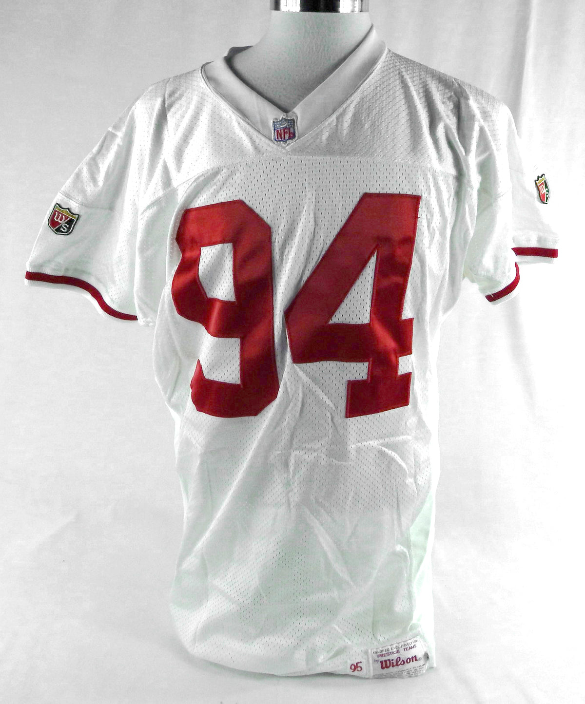 1995 San Francisco 49ers #94 Game Used White Jersey NP R 52 446