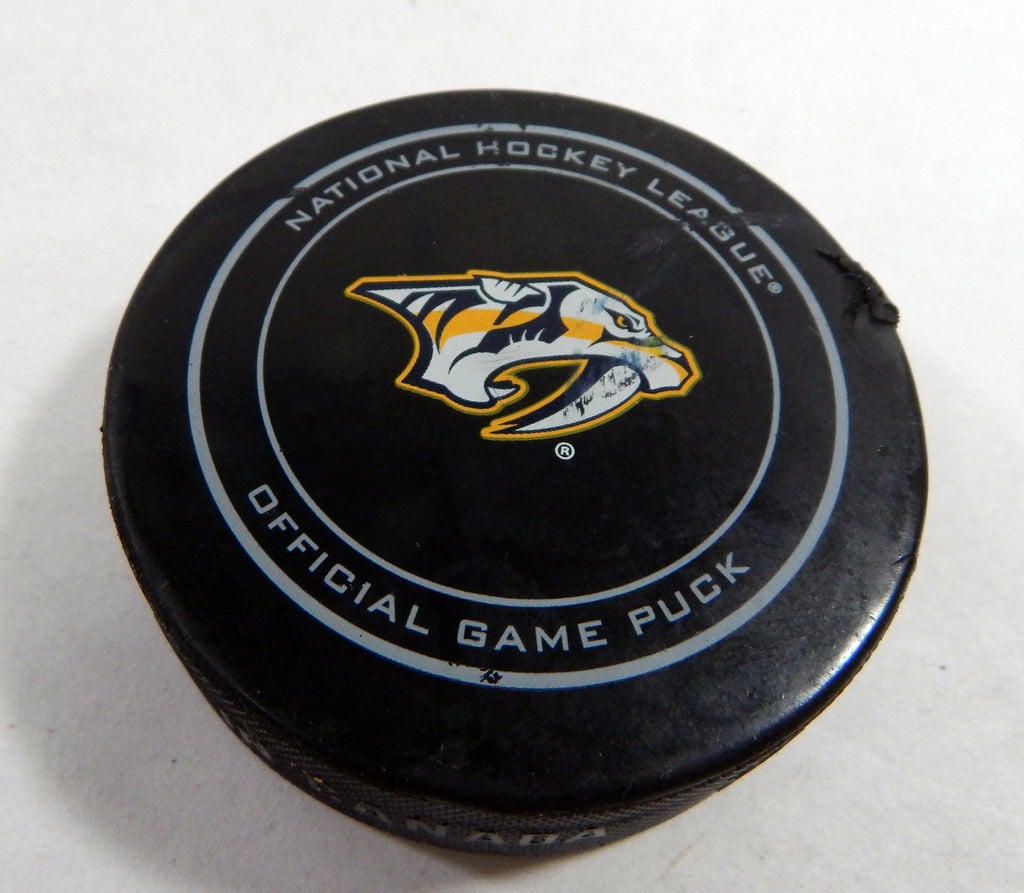2016 Nashville Predators Vs. Minnesota Wild Game Used Black Puck DP61265