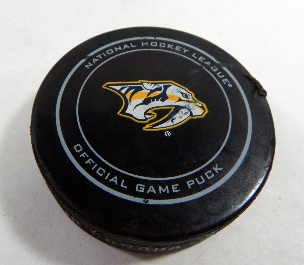 2016 Nashville Predators Vs. Minnesota Wild Game Used Black Puck DP61265