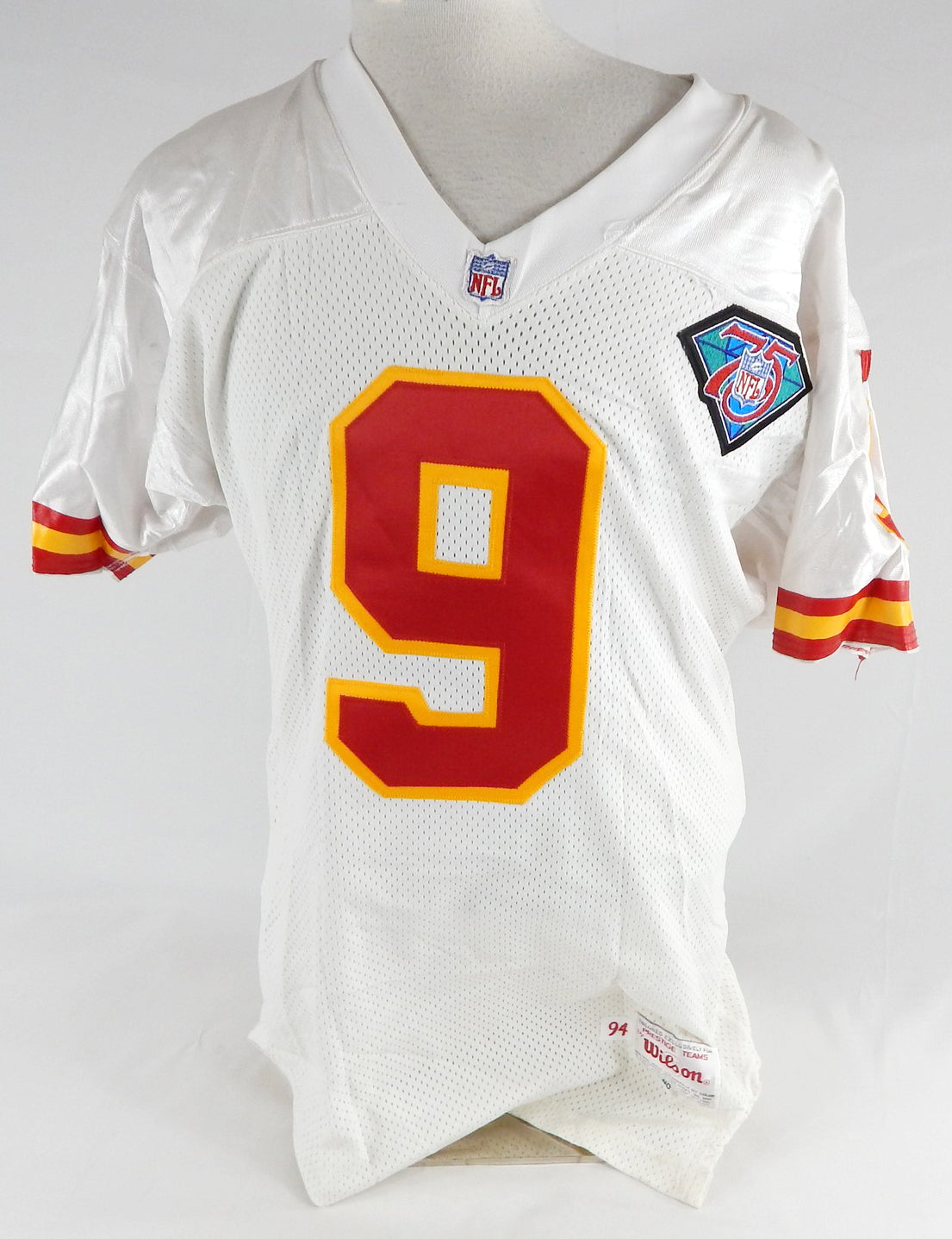1994 Kansas City Chiefs David Treadwell #9 Game Issued White Jersey 75th Patch 8