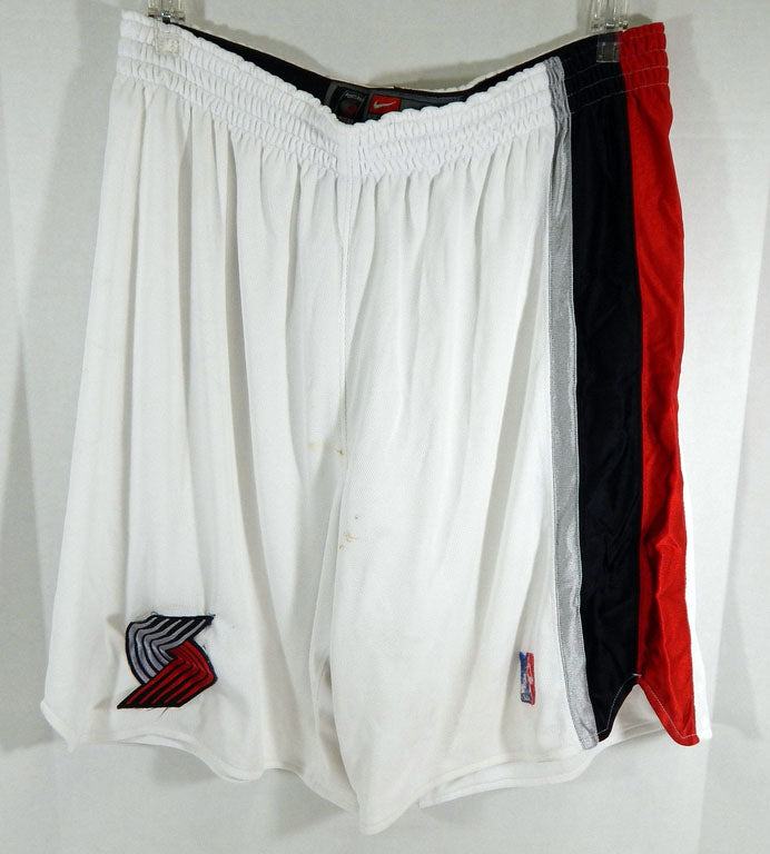 2002-03 Portland Trail Blazers Game Issued White Game Shorts 44 356