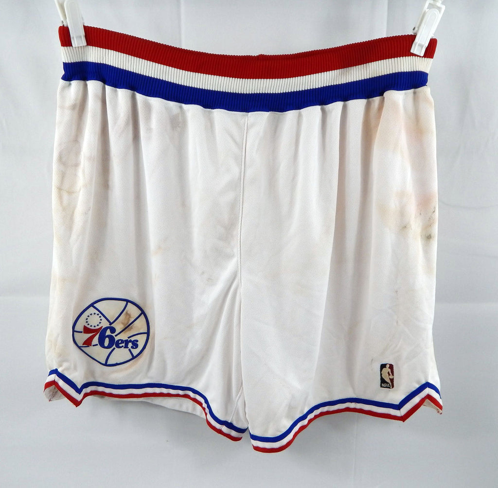 2006-09 Philadelphia 76ers Game Issued White Shorts Alternate 48 196