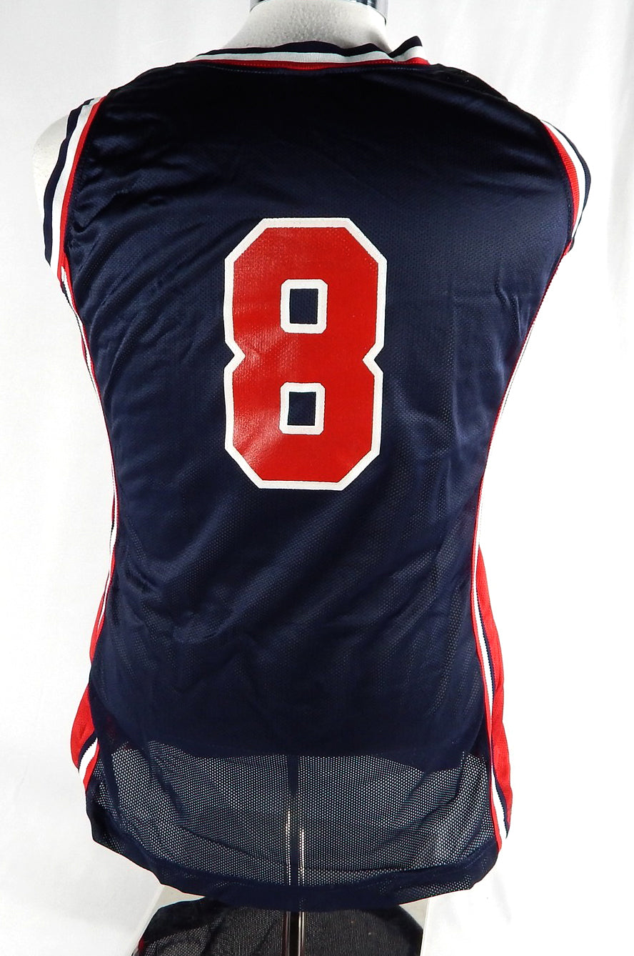 1990s Team USA Basketball #8 Game Issued Navy Jersey 455 Pic2