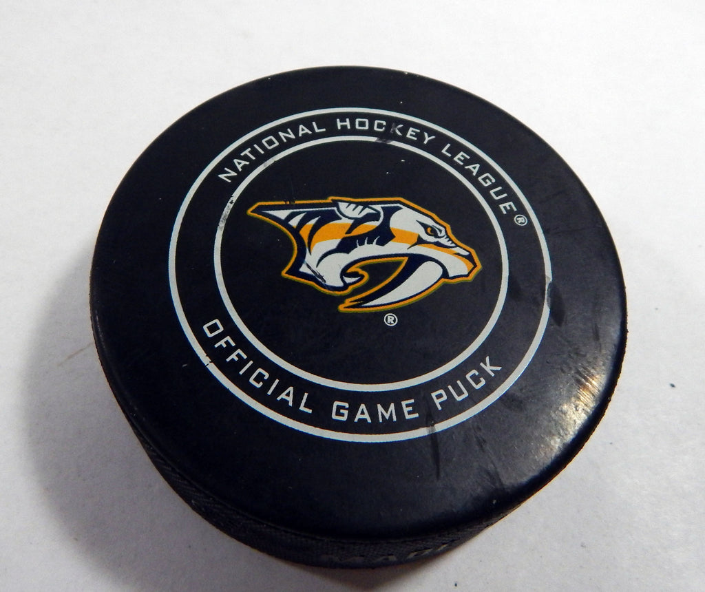 2018 Nashville Predators Vs. Anaheim Ducks Game Used Black Puck DP61277