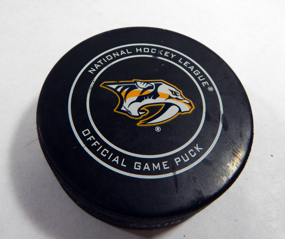 2018 Nashville Predators Vs. Anaheim Ducks Game Used Black Puck DP61277