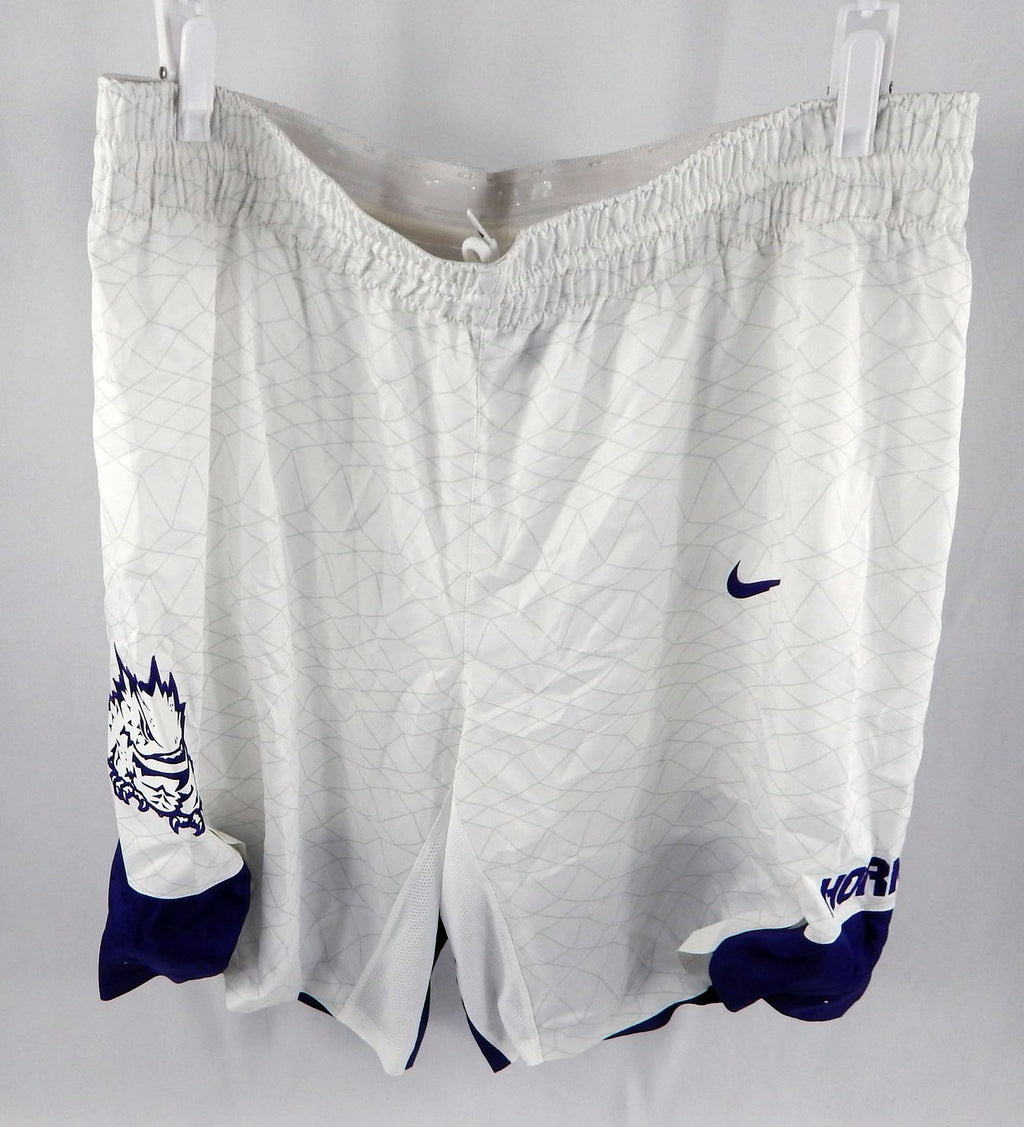 2020-21 Texas Christian TCU Horned Frogs Game Issued White Basketball Shorts 44