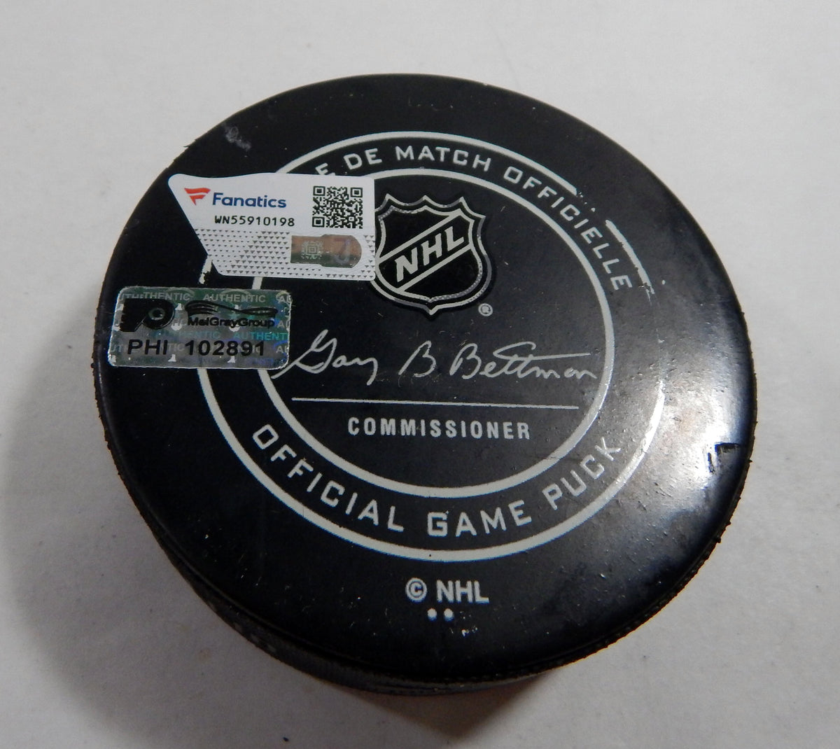 2018 Philadelphia Flyers Vs. Columbus Blue Jackets Game Used Black Puck DP61285 Pic2