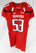 2015 Texas Tech Red Raiders #53 Game Used Red Jersey Football NP Rem 46 629