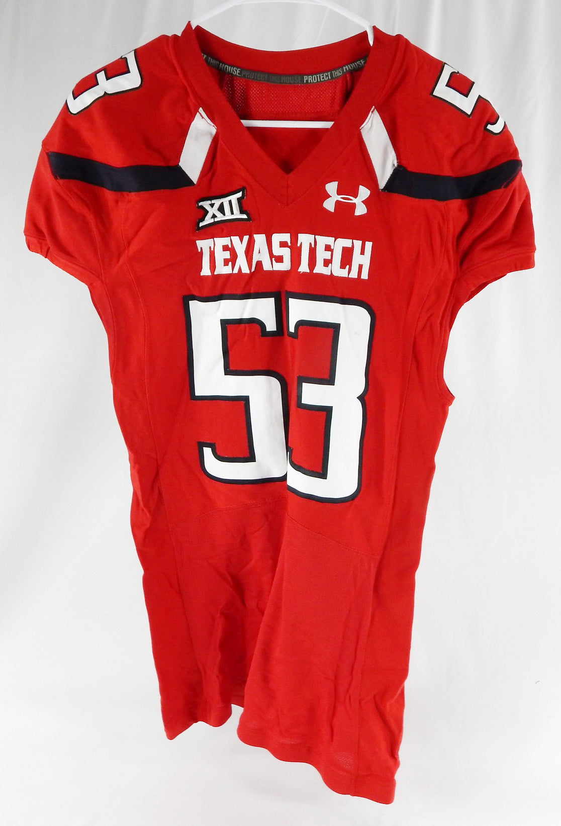 2015 Texas Tech Red Raiders #53 Game Used Red Jersey Football NP Rem 46 629