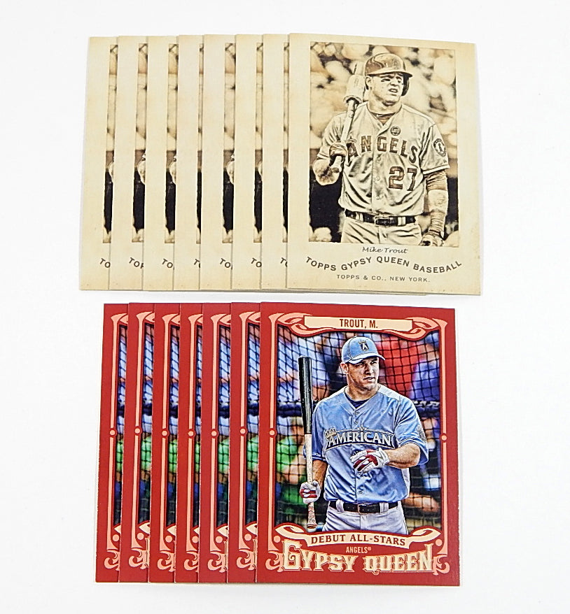 Lot of (15) 2014 Topps Gypsy Queen Mike Trout Cards Debut All-Stars & N174
