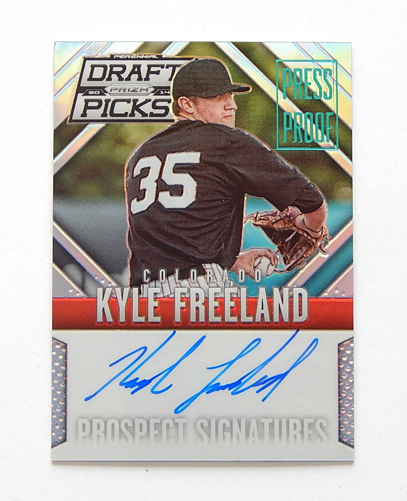 2014 Panini Prizm Perennial Draft Pick Prizm Press Proof Kyle Freeland Auto /199