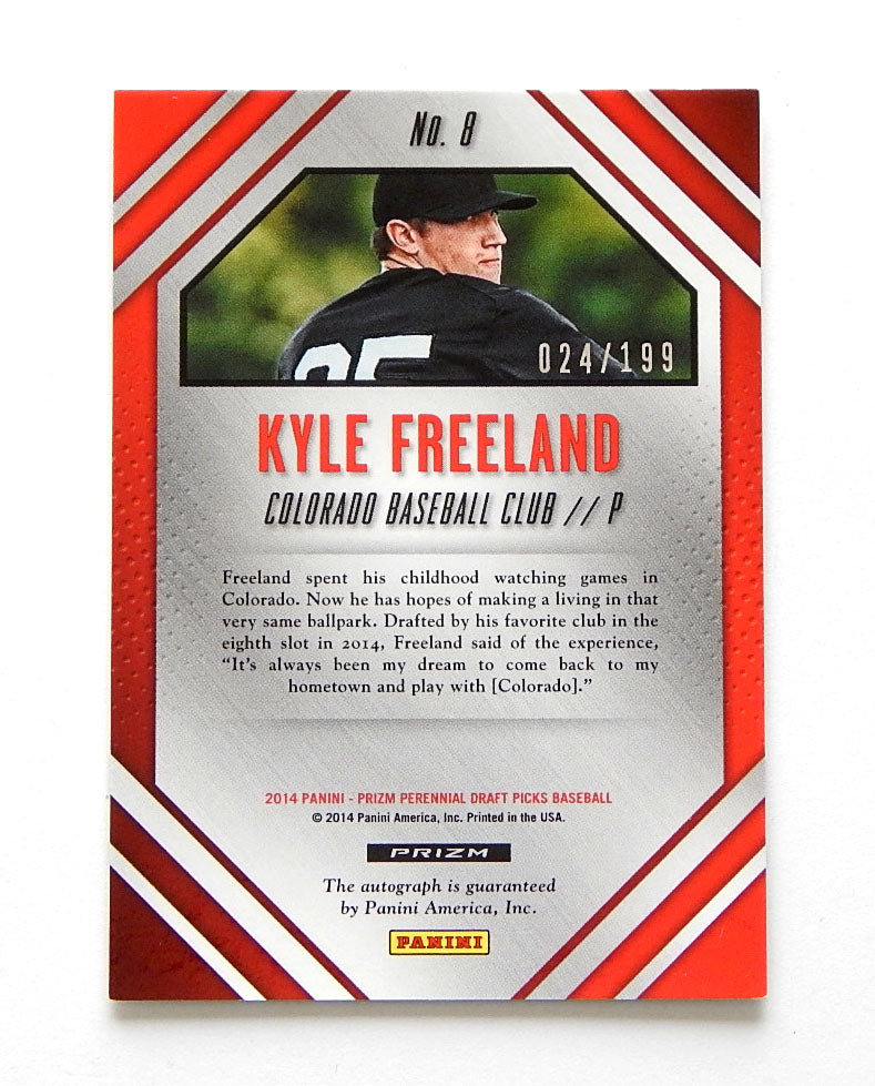 2014 Panini Prizm Perennial Draft Pick Prizm Press Proof Kyle Freeland Auto /199 Pic2