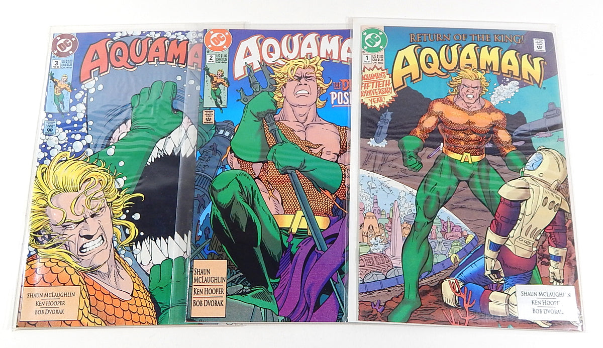 Aquaman Vol 4 #1 2 3 Vol 5 #0 1 2 Time and Tide #1 2 3 4 Lot (10 Comics) DC 1991 Pic2