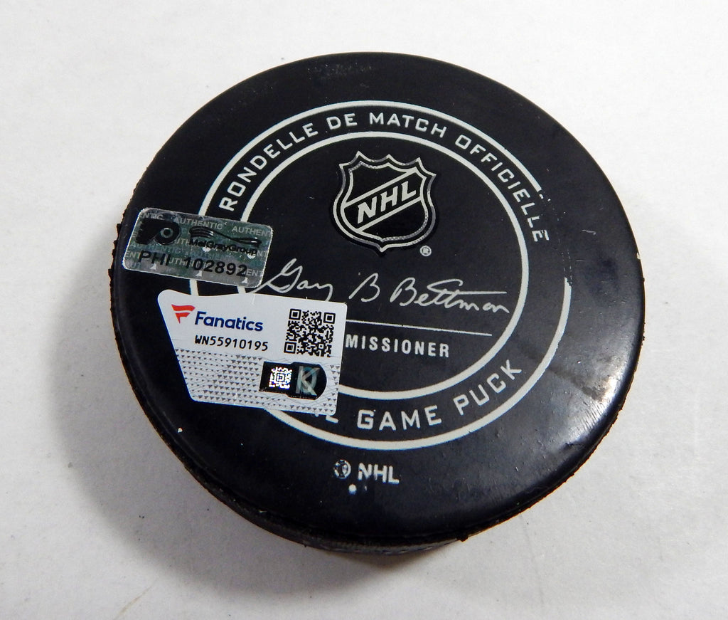2018 Philadelphia Flyers Vs. Columbus Blue Jackets Game Used Black Puck DP61298 Pic2
