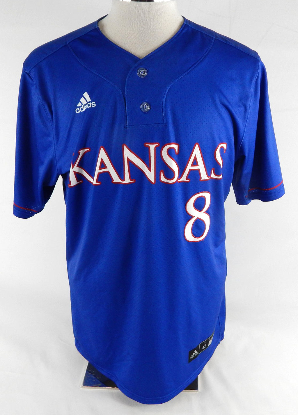 2025 Kansas Jayhawks #8 Game Used Blue Jersey Baseball 42 615 Pic2