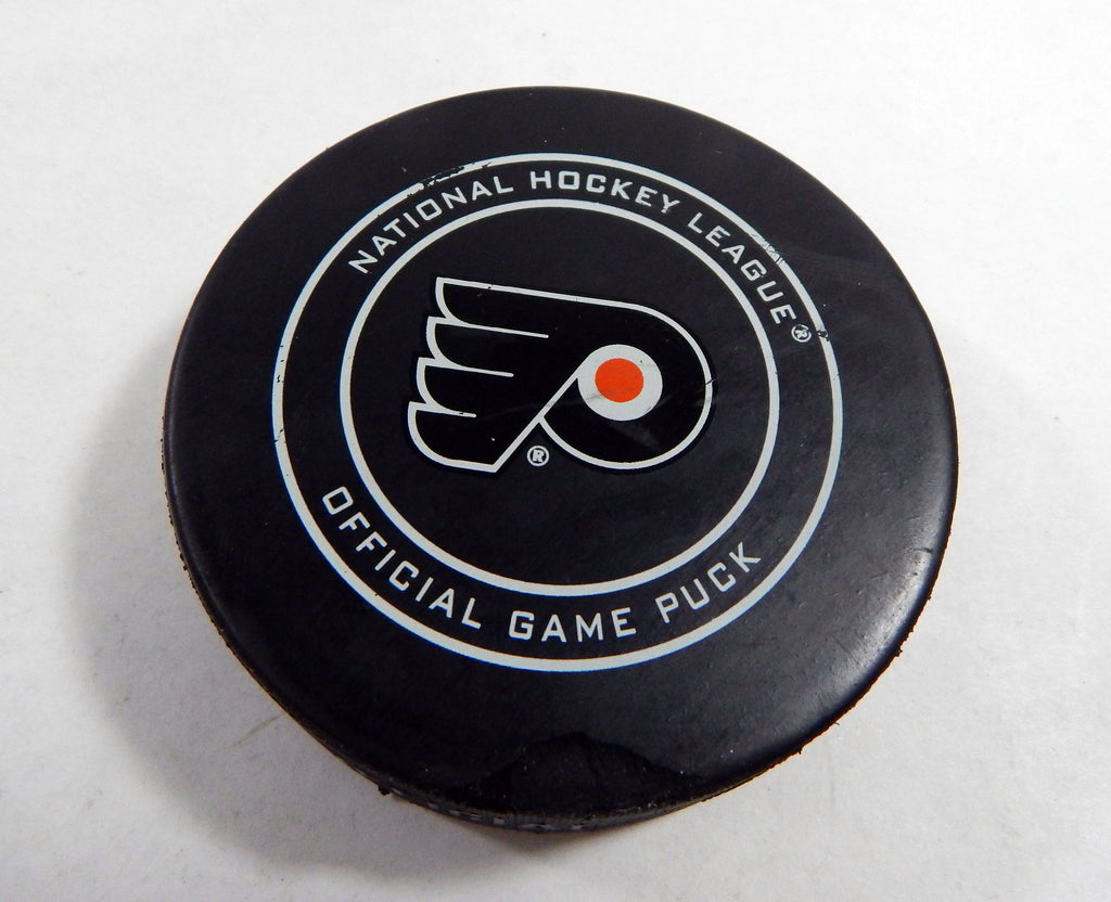2018 Philadelphia Flyers Vs. Columbus Blue Jackets Game Used Black Puck DP61298