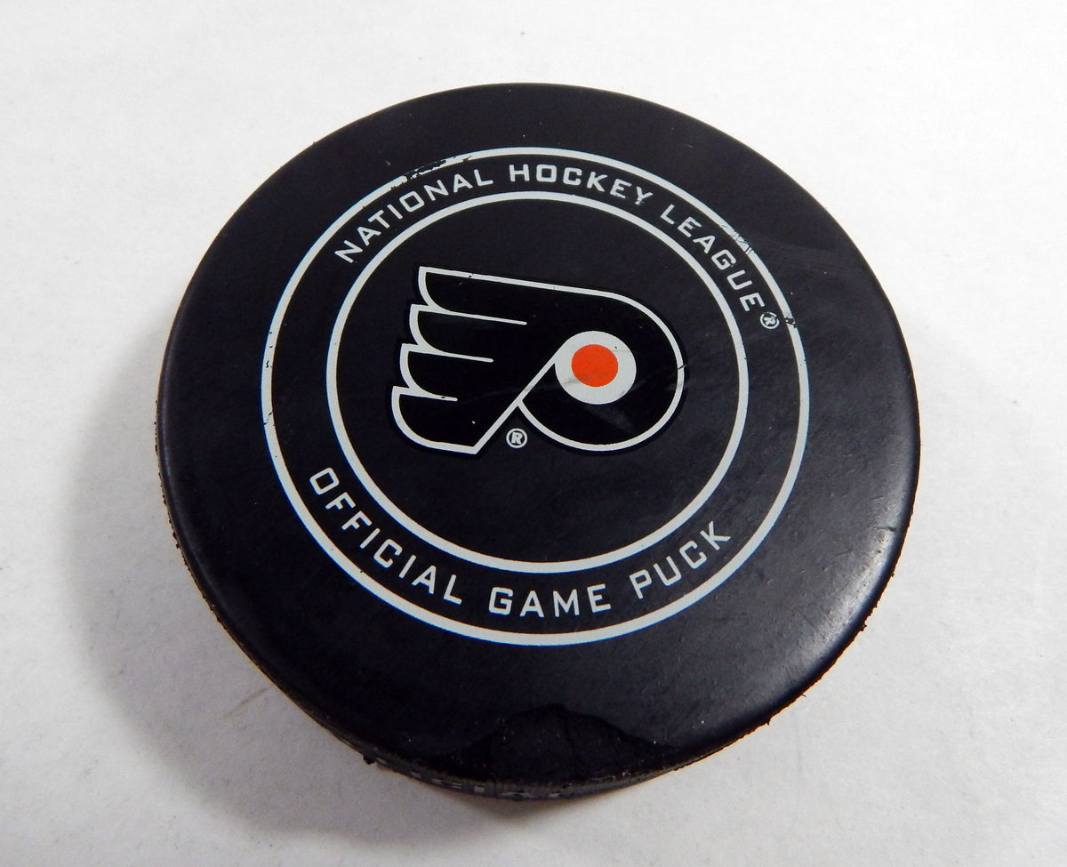 2018 Philadelphia Flyers Vs. Columbus Blue Jackets Game Used Black Puck DP61298