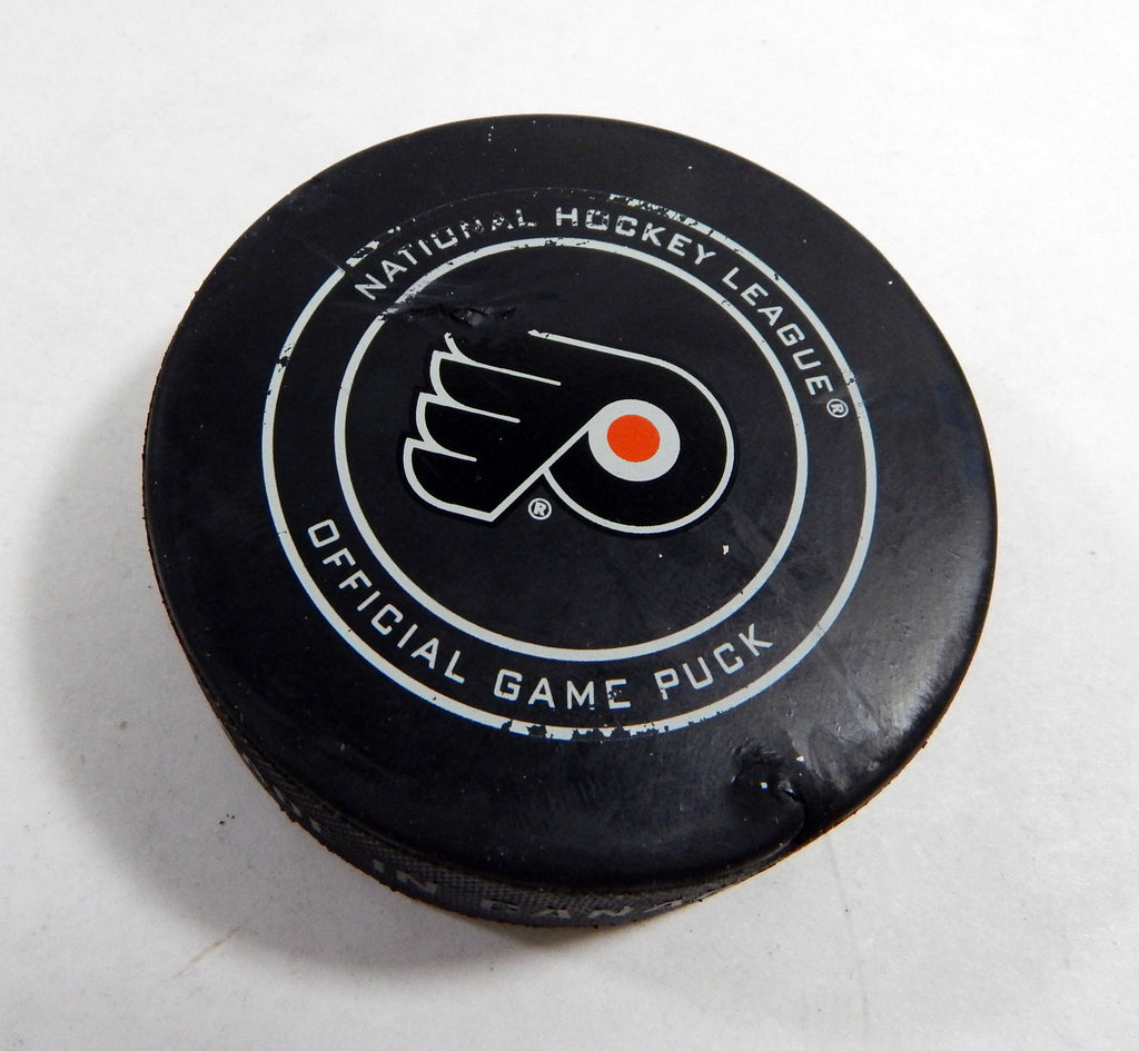 2018 Philadelphia Flyers Vs. Columbus Blue Jackets Game Used Black Puck DP61299