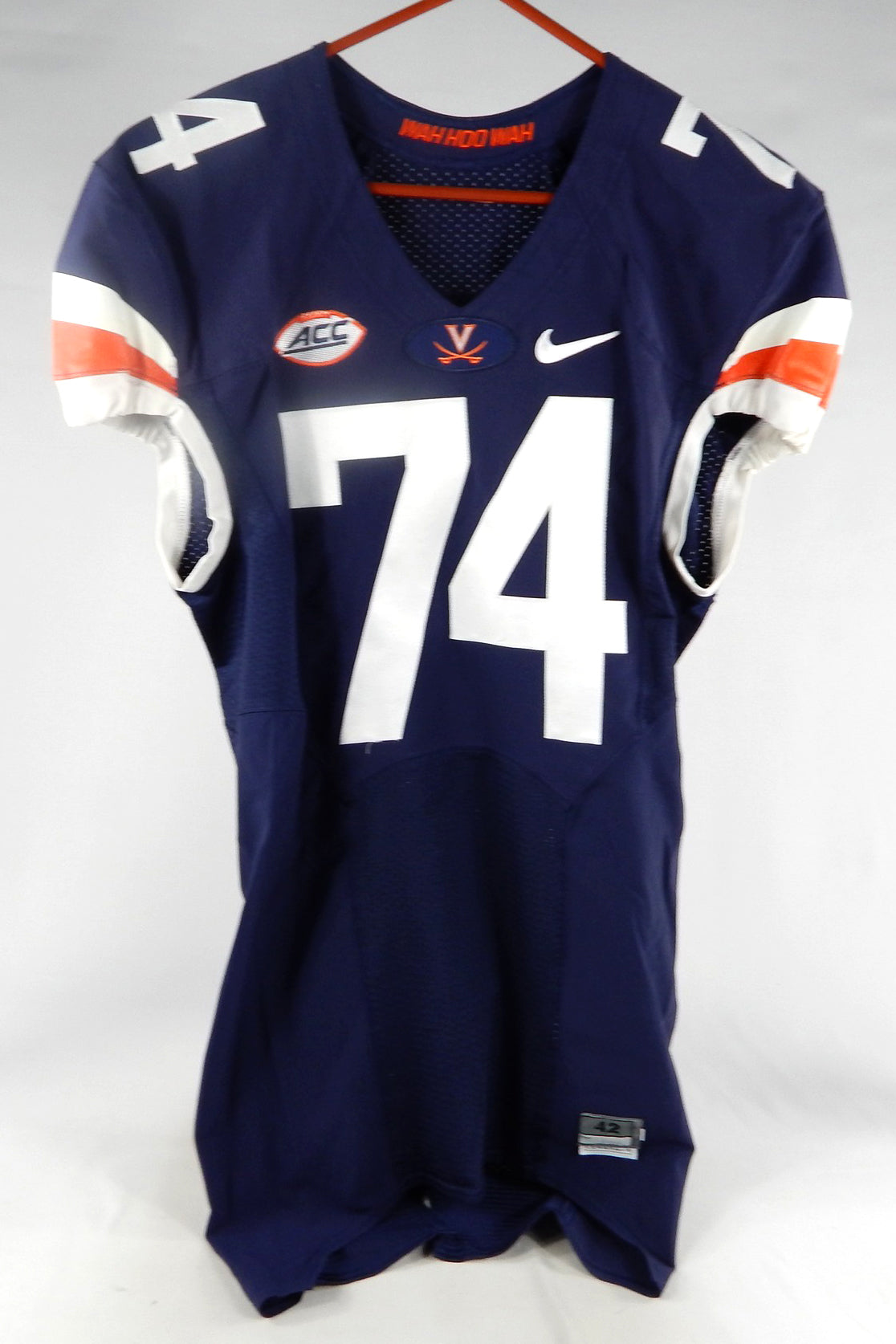 2014-17 Virginia Cavaliers #74 Game Used Navy Jersey Throwback NP R 42 DP78204