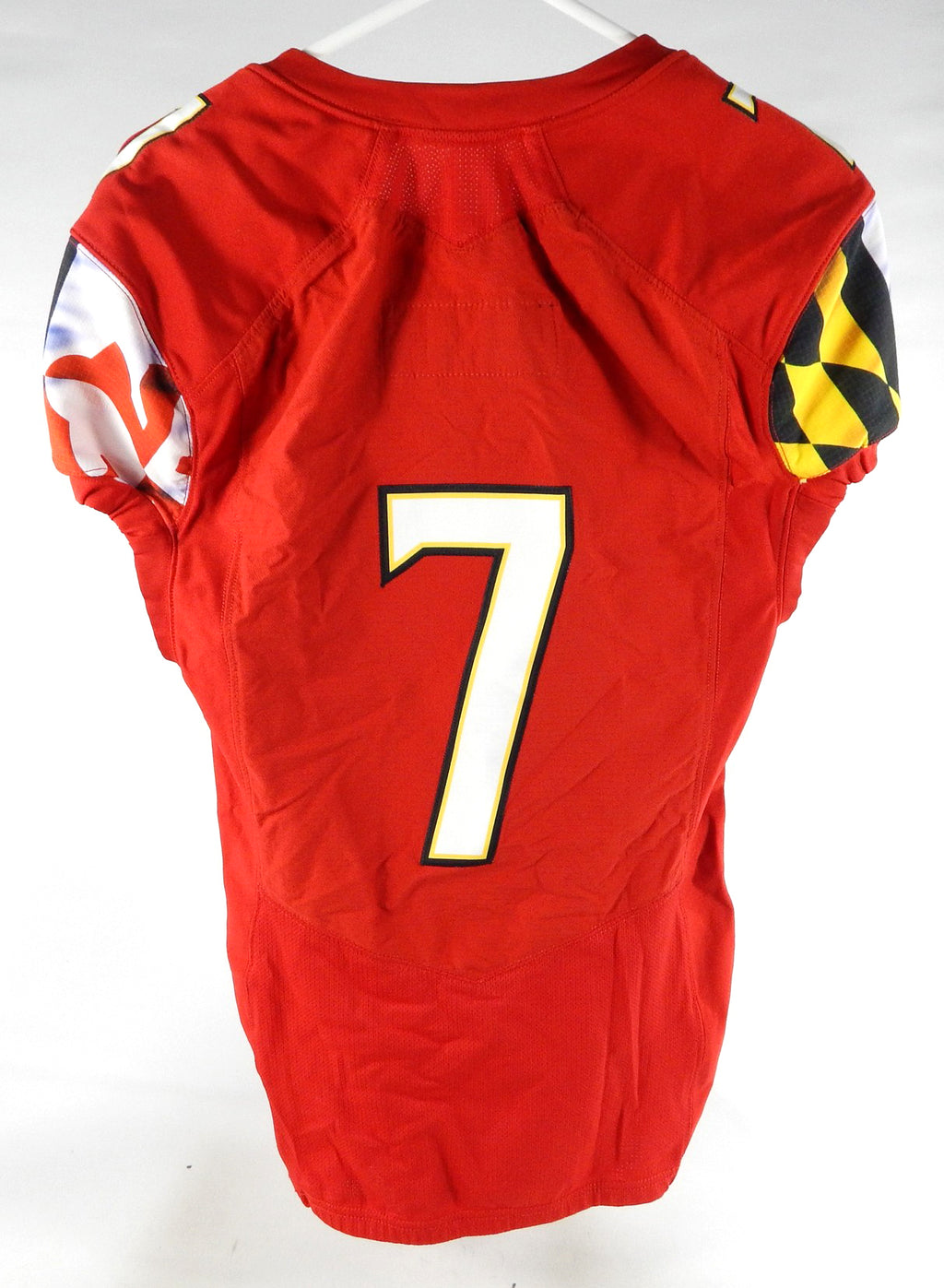 2020 Maryland Terrapins #7 Game Used Red Jersey Football Name Plate Rem 40 279 Pic2