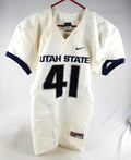 2012 Utah State Aggies #41 Game Used White Jersey Name Plate Removed M 064