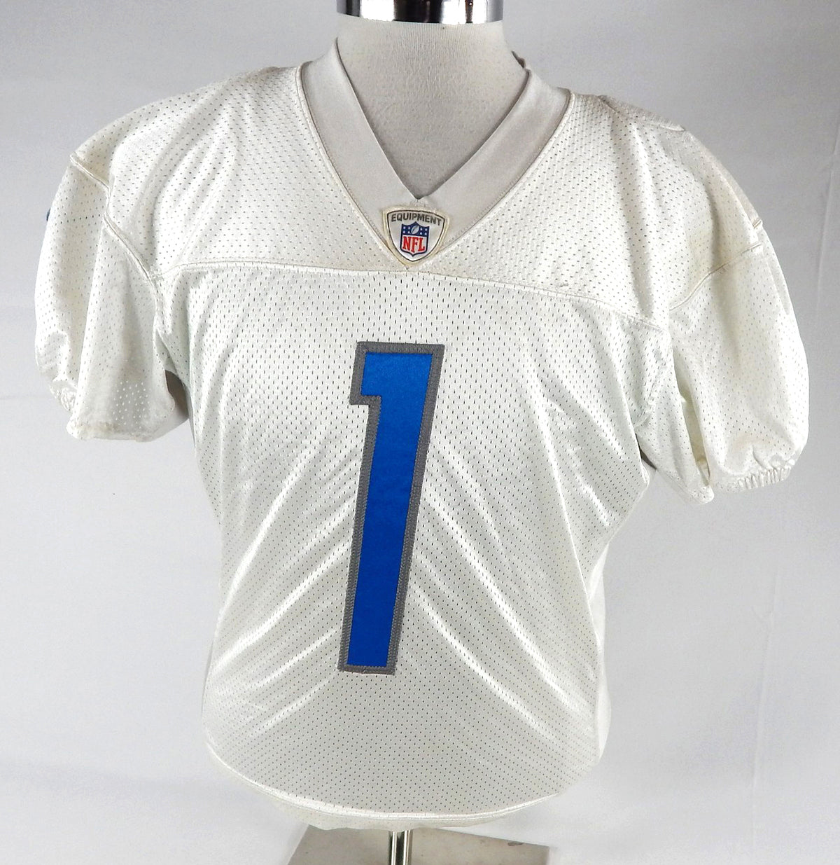 2018 Detroit Lions #1 Game Issued Pos Used White Practice Jersey 44 380