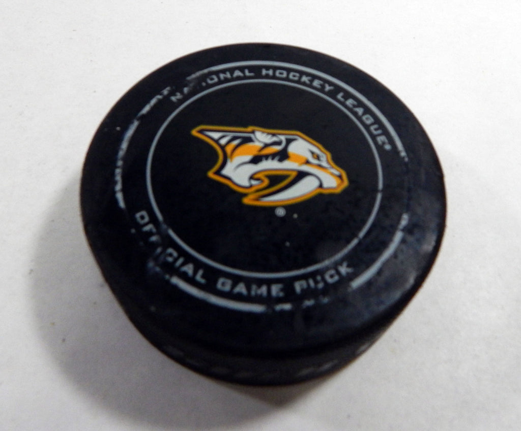 2017 Nashville Predators Vs. Vegas Golden Knights Game Used Black Puck 313