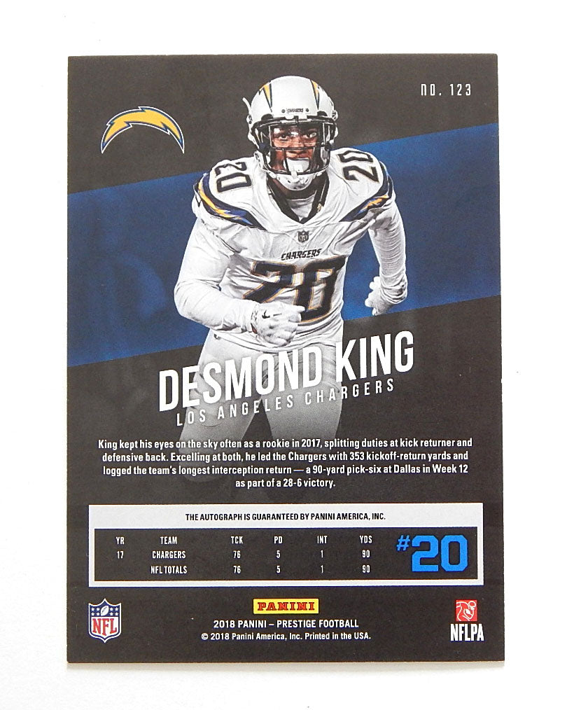 2018 Prestige Veteran Signatures Desmond King #123 Auto Autograph Pic2