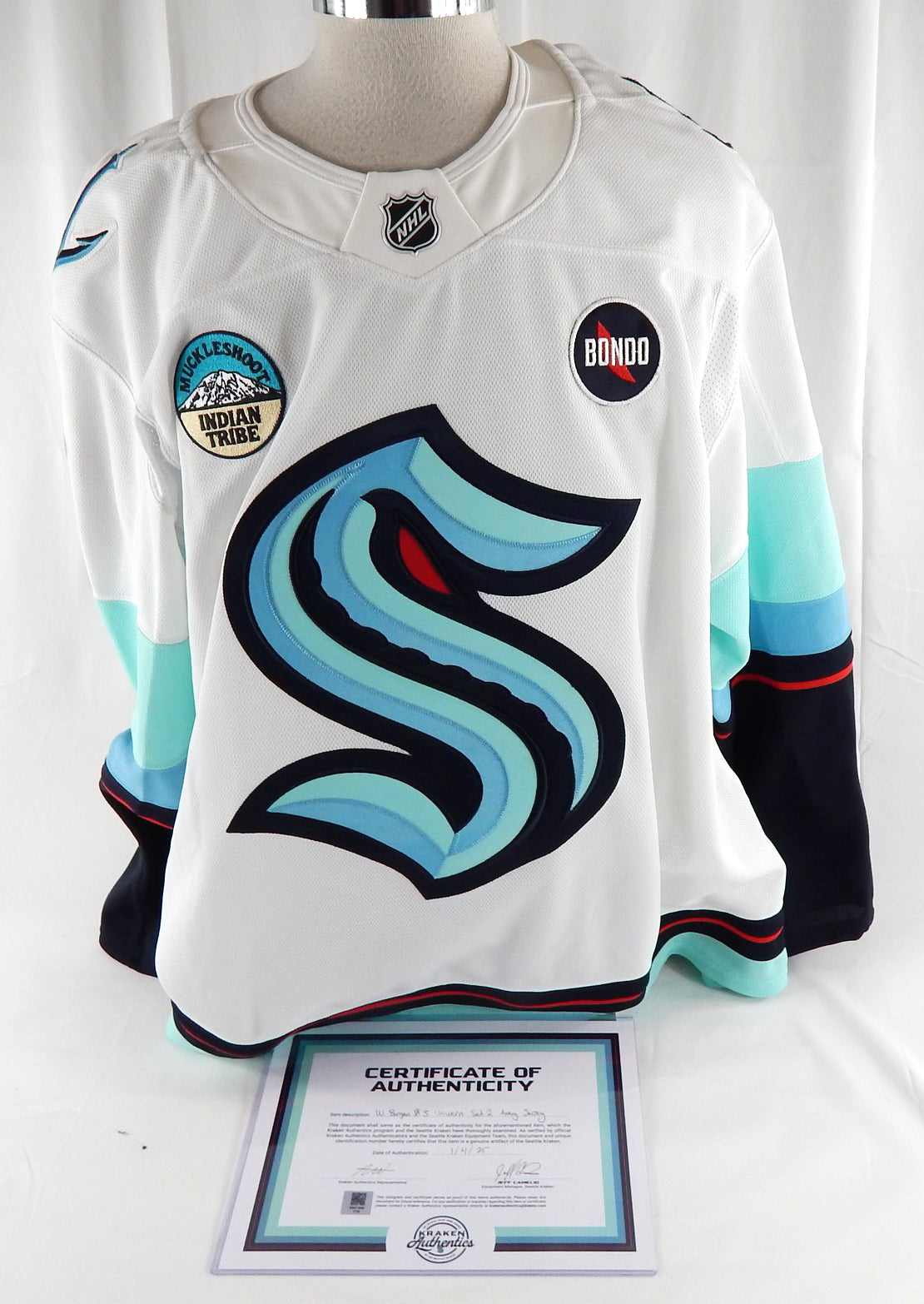 2024-25 Seattle Kraken William Borgen #3 Game Issued White Jersey Bondo 5