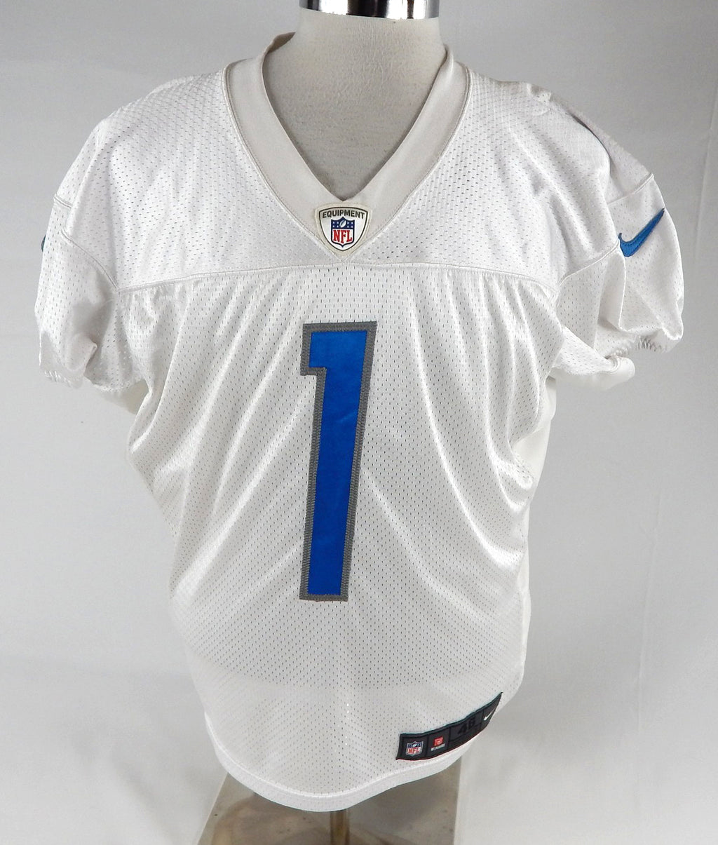 2015 Detroit Lions #1 Game Used White Practice Jersey 46 382