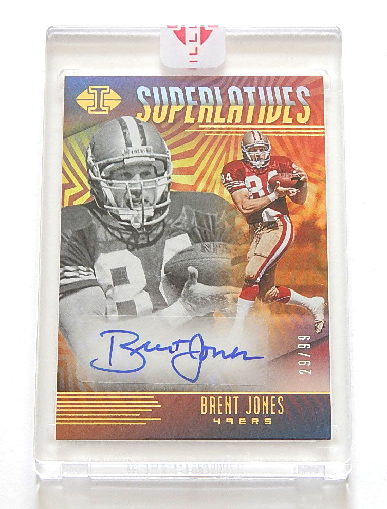 2019 Panini Illusions Superlatives Autographs Brent Jones #SP-BJ Auto #'d 29/99