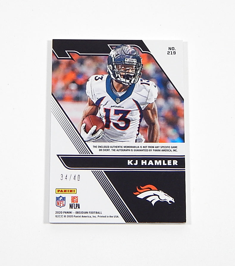 2020 Obsidian Rookie Jersey Auto Electric Etch Purple K.J. Hamler RC #219 /40 Pic2